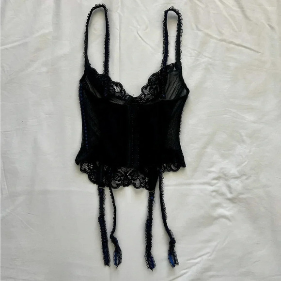 Vintage 90’s Black Lace & Mesh Bustier Corset Tank Top - Picture 8 of 8